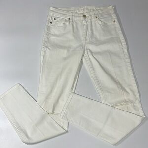 7 For All Mankind 7FAM Women's White Ankle Skinny Ripped Knee Jeans Size 26